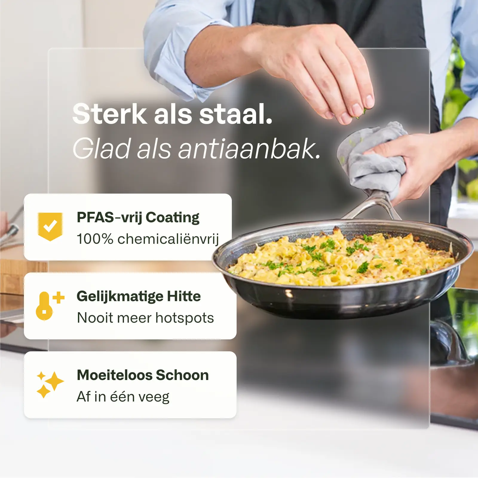 Kombinierter Pfannensatz Ø 28, 2-teilig mit Deckel (Bratpfanne und Wok)