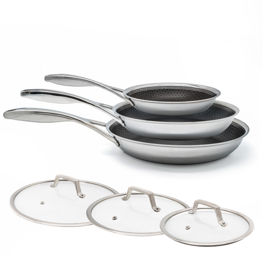 Hybrid-Bratpfannen-Set Ø 20, 24 &amp; 28 3-teilig mit Deckel